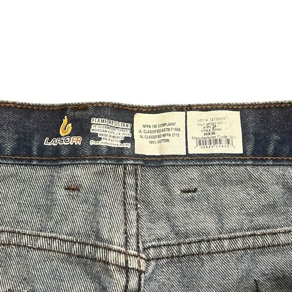 Lapco FR Jeans Men's 38 x 36 Dark Wash Denim Cotton Flame Resistant Workwear - Picture 4 of 7